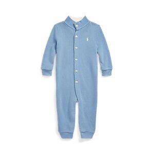 Ralph Lauren Blue and Cream French-rib Cotton Coverall Baby Boy size 12m NWT